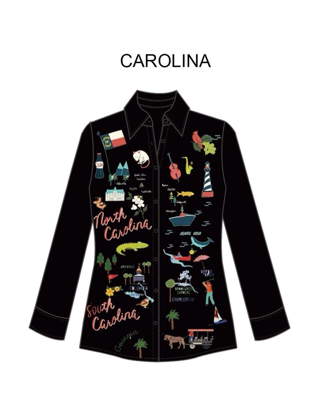 Avani Del Amour Women’s Carolina Carolina Embroidered Button Down Shirt Size L